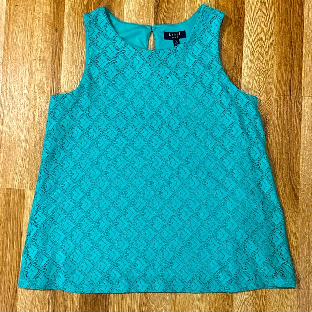 Turquoise Kaari Blue Sleeveless Blouse Top Small
